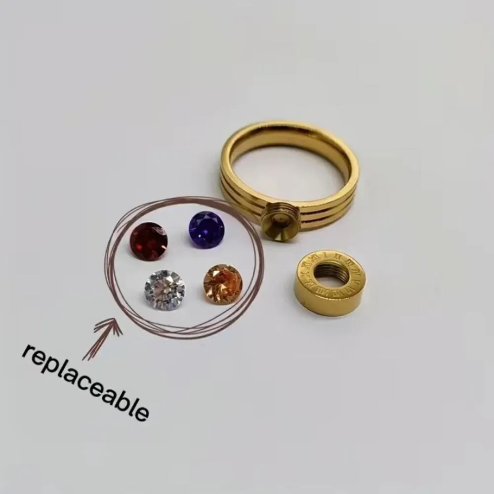✨🆕✨ Stunning 18K Gold Plated Over Titanium Numeral Zircon Interchangeable Ring✨